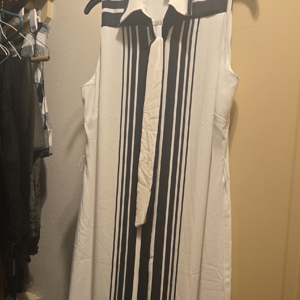 White House Black Market Black and White Sleeveless Sundress